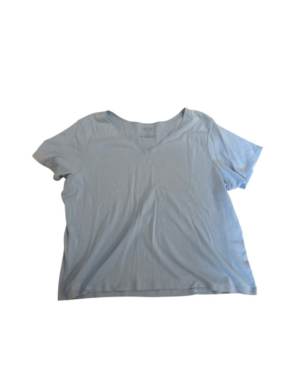 Vintage Talbots Womens T-Shirt 2XL Light Blue V-Neck Short Sleeve Pima Cotton